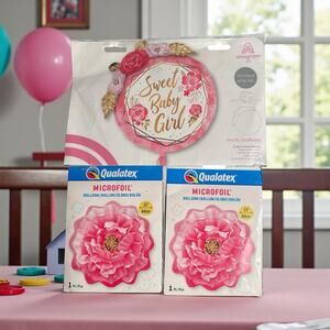 Sweet Baby Girl Balloon Set  Mylar Foil Balloons – Pink Floral Baby Shower Decor